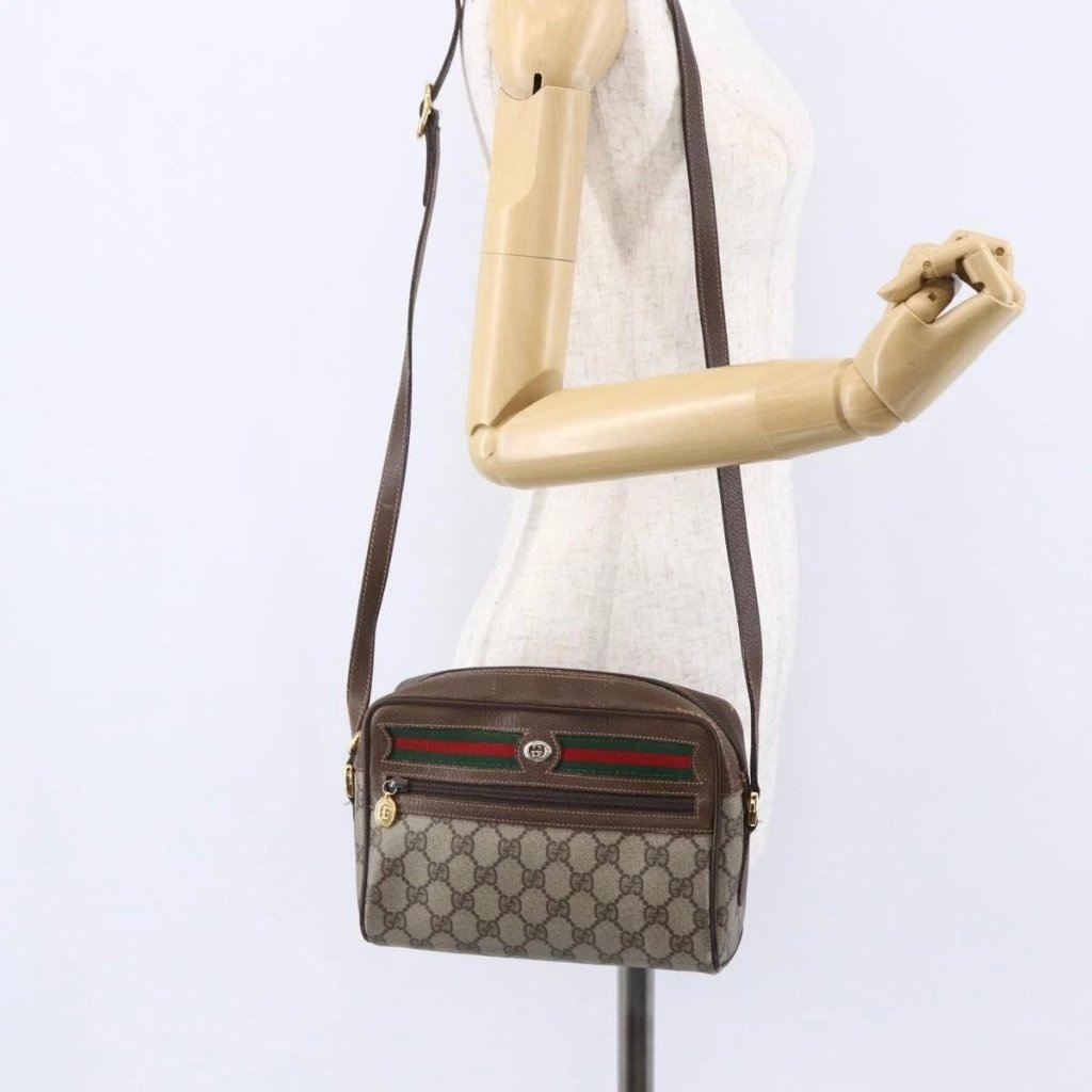 Gucci Gg Supreme Web Sherry Line Bag Pvc Beige Gold 56 02 087 Auth Ba7251